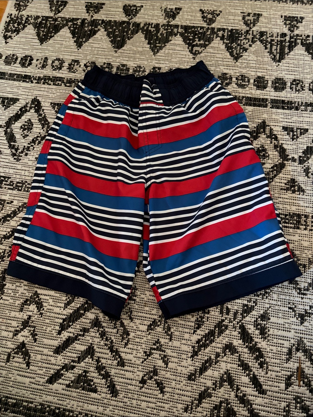 Kids Striped Swim Shorts - Red, White, Blue & Navy